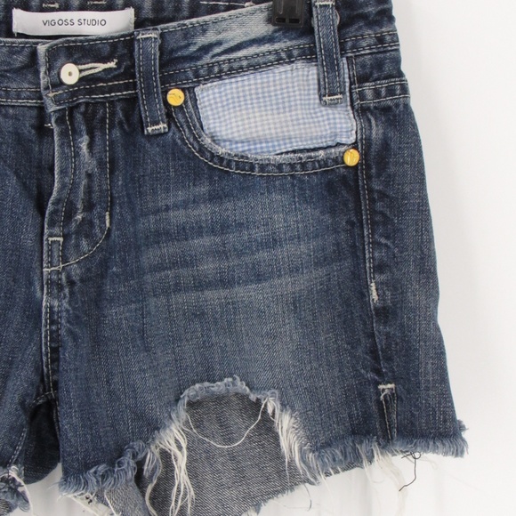 Vigoss Studio The Ritz Distressed Jean Shorts 3/4 27 - Picture 3 of 15